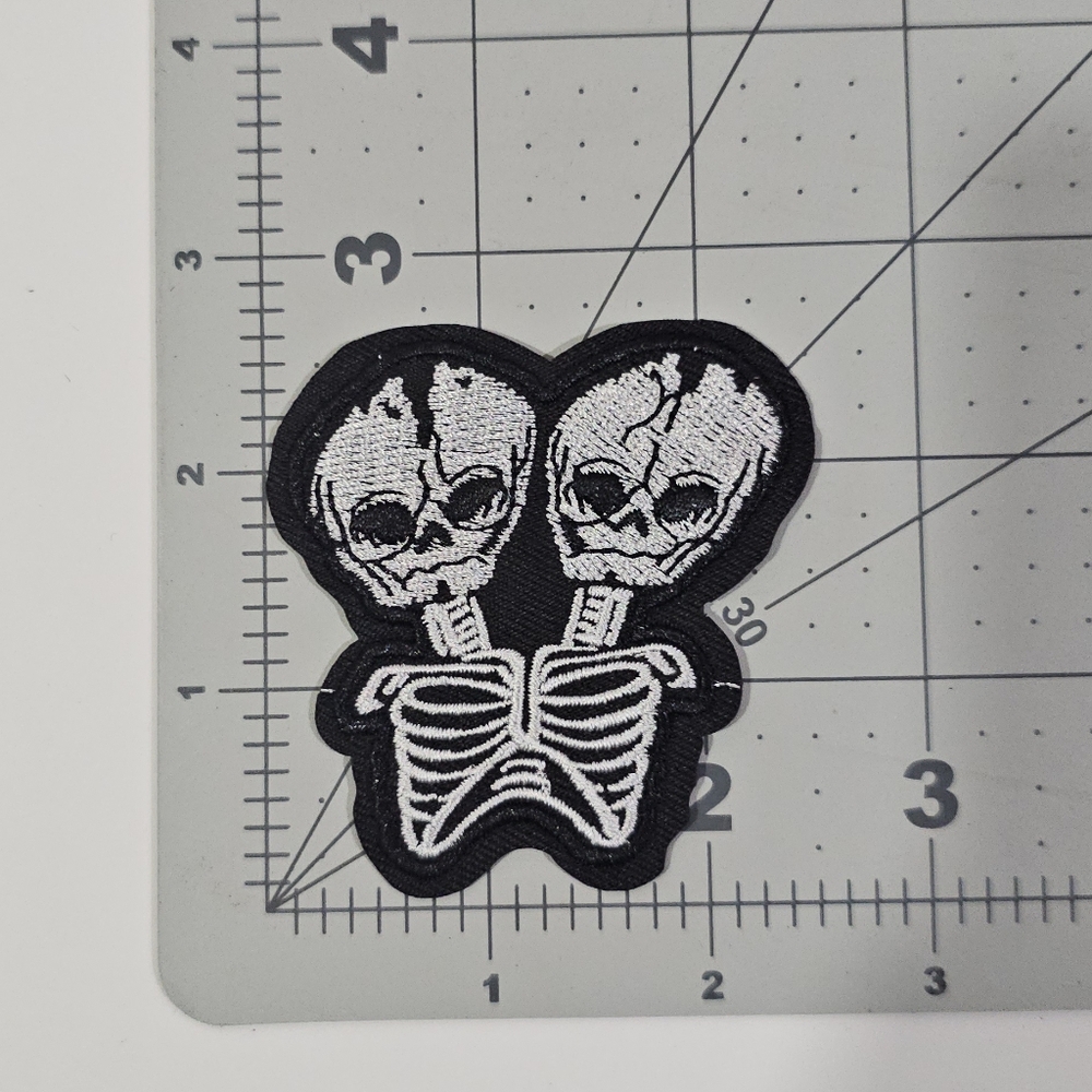 Siamese Twin Skeletons Iron On Patch Embroidered Applique Patches Sew on